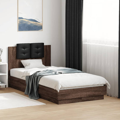 Bed Frame with Headboard Brown Oak 90 x 190 cm Engineered wood