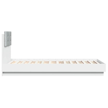 Bed Frame with LED without Mattress White 75x190 cm