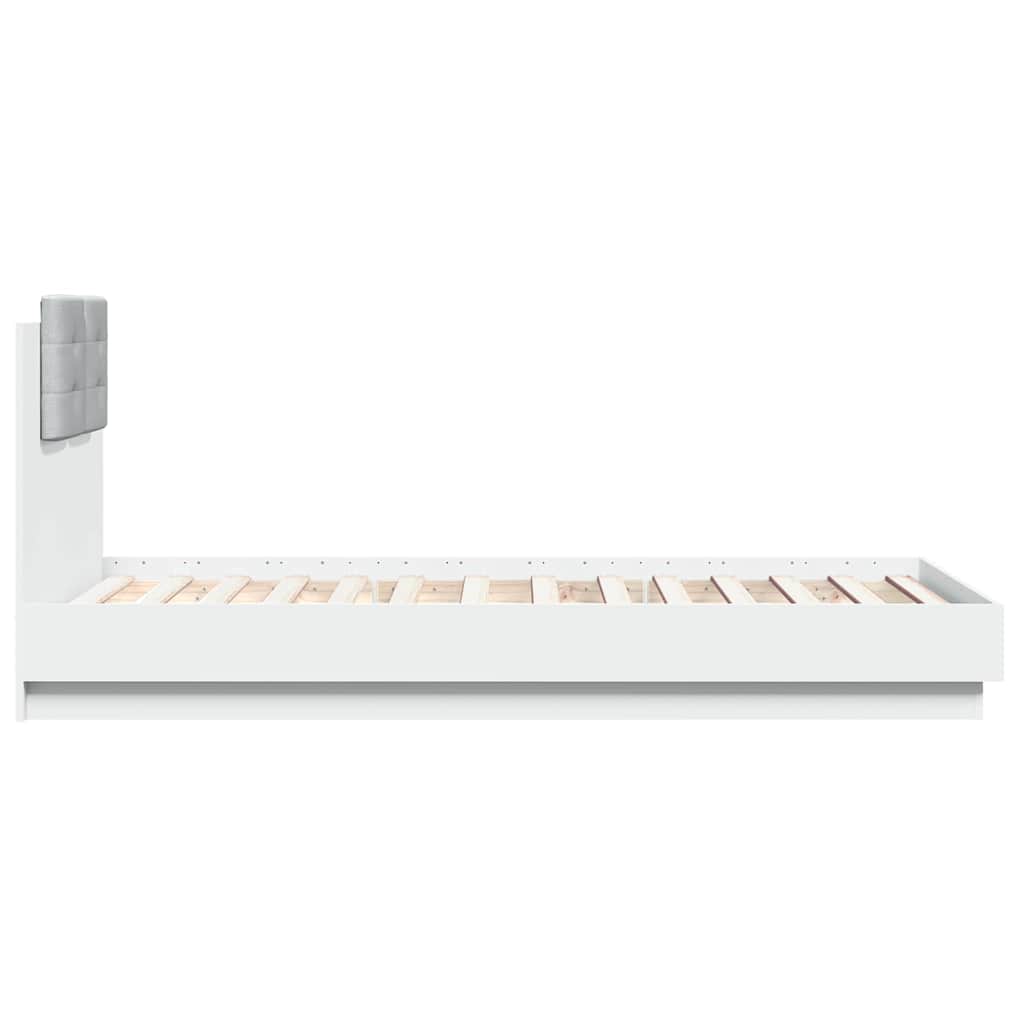 Bed Frame with LED without Mattress White 75x190 cm Small Single