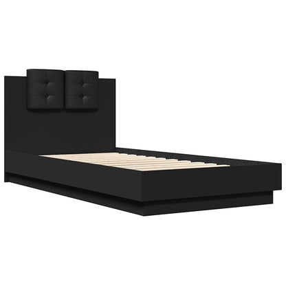 Bed Frame with LED without Mattress Black 75x190 cm