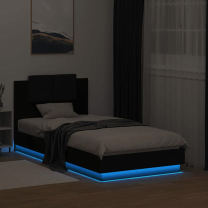 Bed Frame with LED without Mattress Black 75x190 cm Small Single