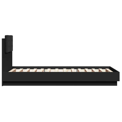 Bed Frame with LED without Mattress Black 75x190 cm