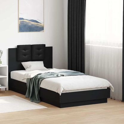 Bed Frame with LED without Mattress Black 75x190 cm