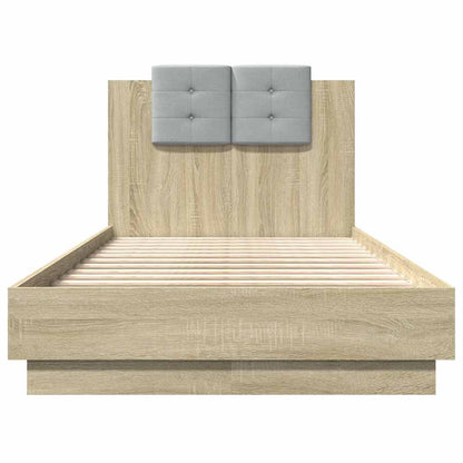 Bed Frame with LED without Mattress Sonoma Oak 75x190 cm