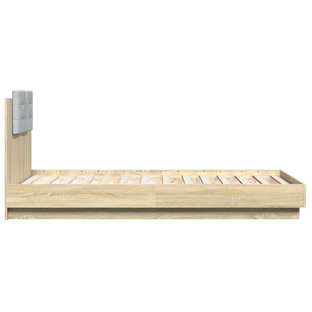 Bed Frame with LED without Mattress Sonoma Oak 75x190 cm