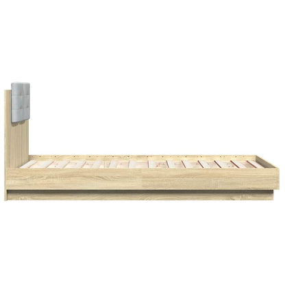 Bed Frame with LED without Mattress Sonoma Oak 75x190 cm