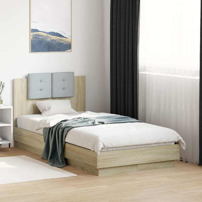Bed Frame with LED without Mattress Sonoma Oak 75x190 cm