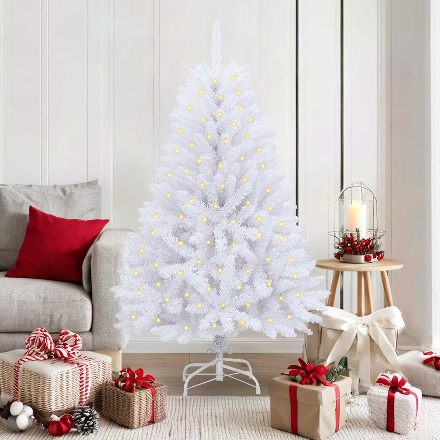Artificial Christmas Tree White 150 cm PVC and Metal