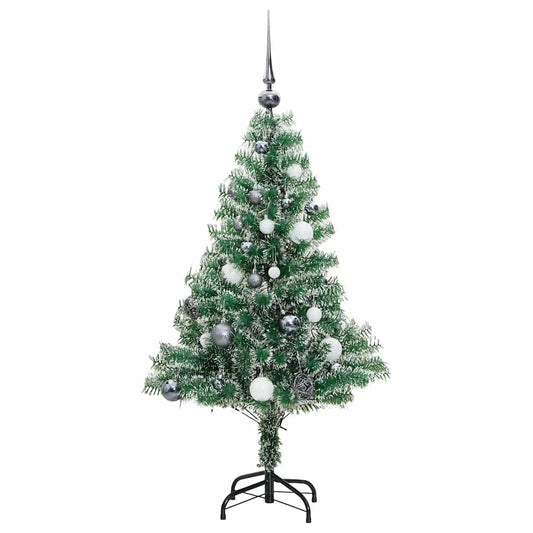 Artificial Christmas Tree 150 LEDs&Ball Set&Flocked Snow 120 cm