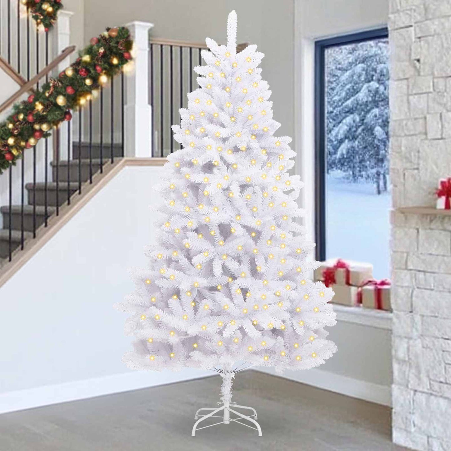 Artificial Christmas Tree White 270 cm PVC and Metal