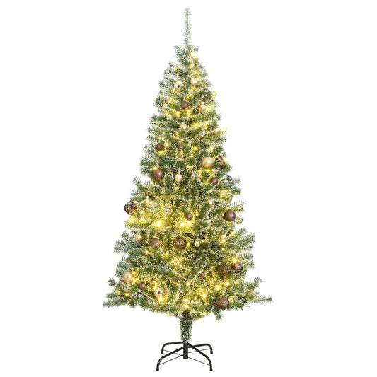 Artificial Christmas Tree 300 LEDs&Ball Set&Flocked Snow 240 cm