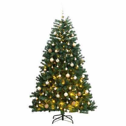 Artificial Hinged Christmas Tree 300 LEDs & Ball Set 240 cm