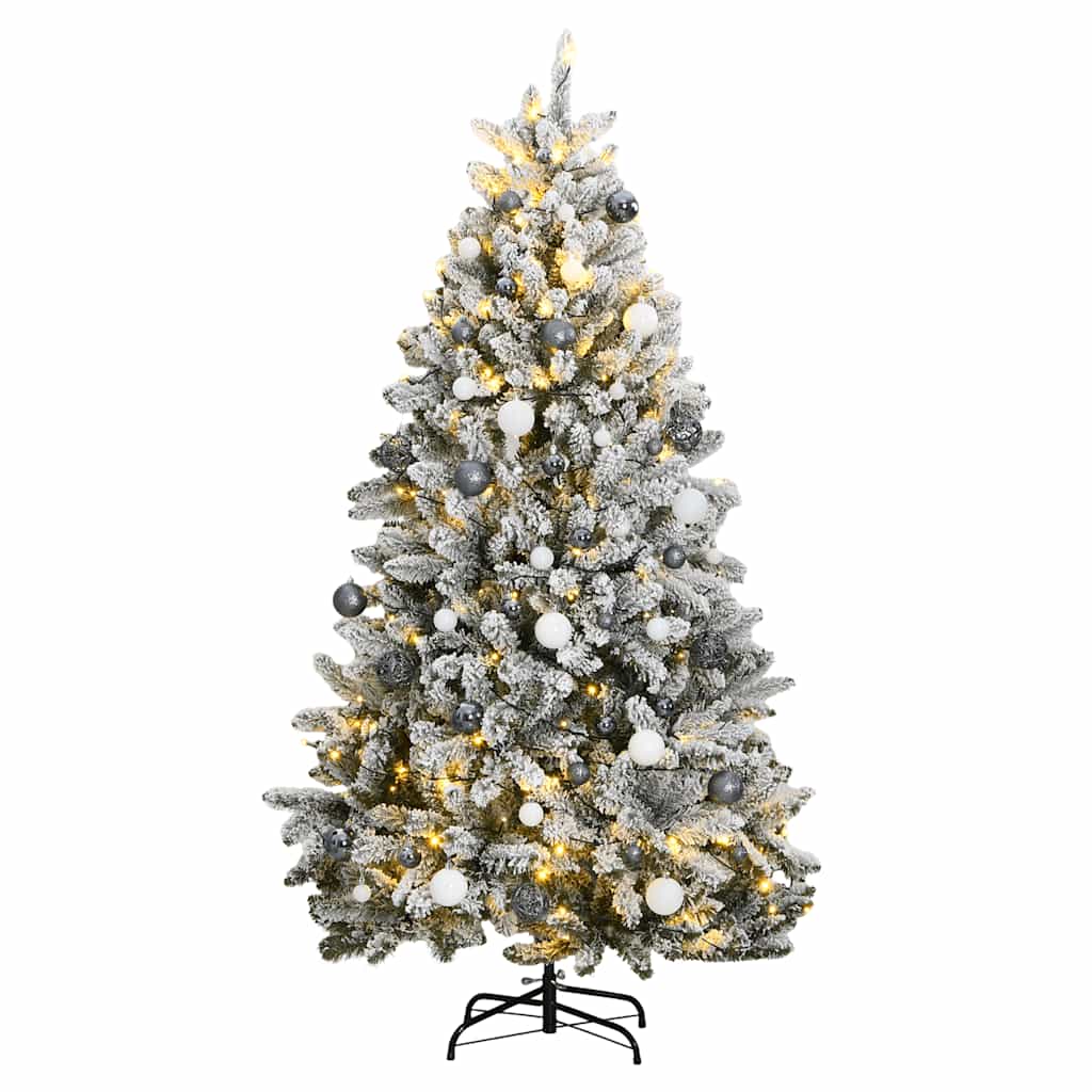 Artificial Hinged Christmas Tree | Green and white | PVC and metal