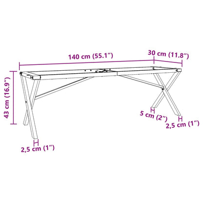 Coffee Table Legs X-Frame 140x30x43 cm Steel