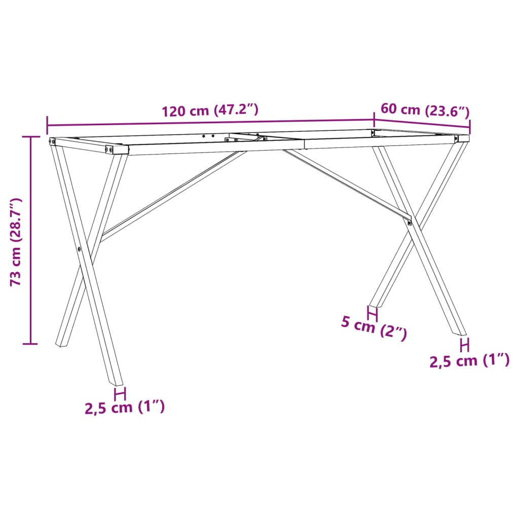 Dining Table Legs X-Frame 120x60x73 cm Steel
