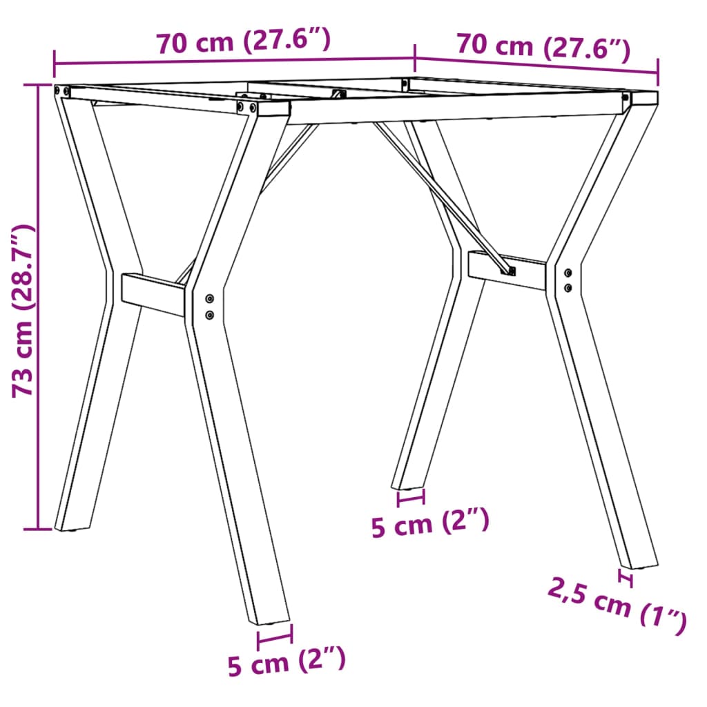 Dining Table Legs Y-Frame 70x70x73 cm Steel
