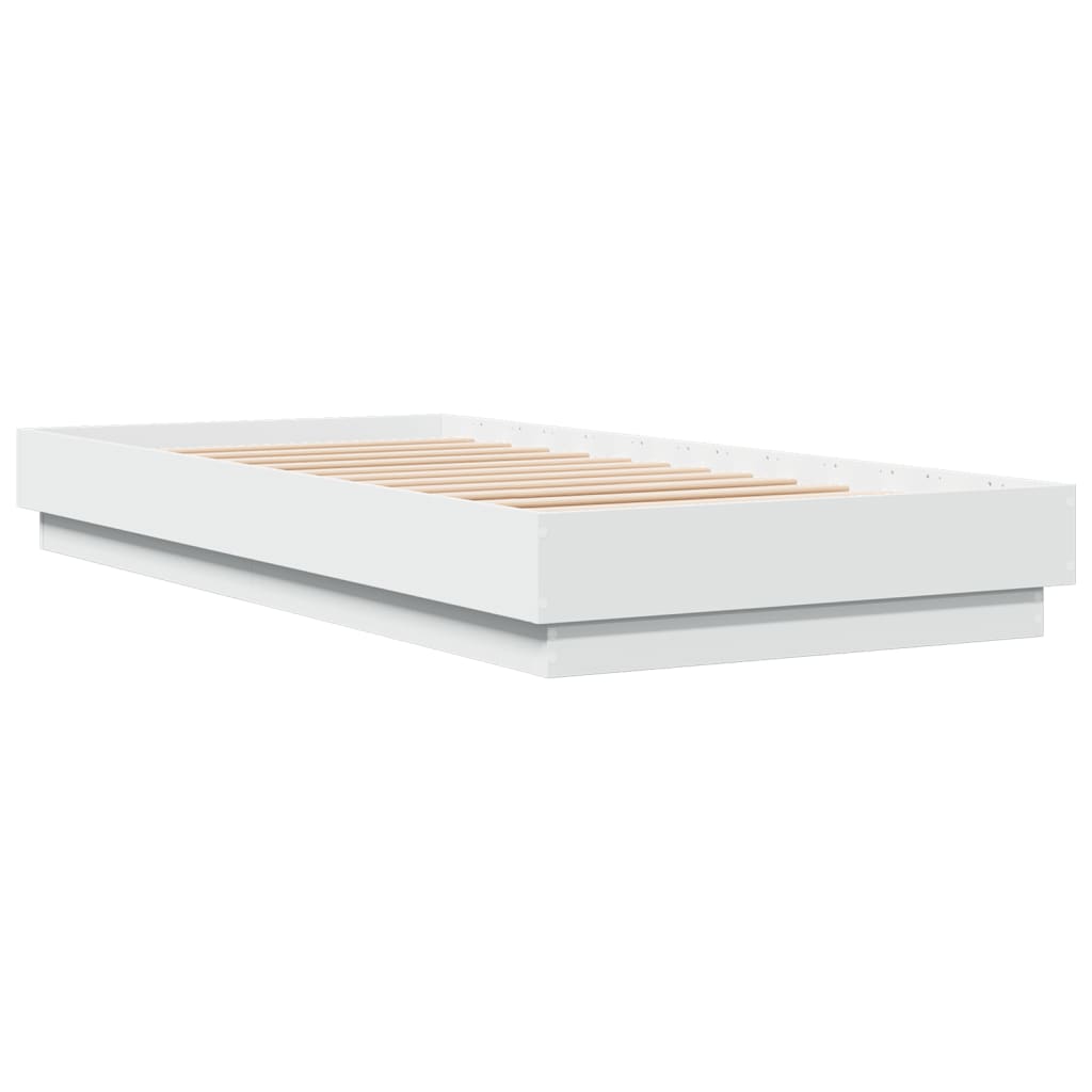 Bed Frame without Mattress with LED Lights White 100x200 cm