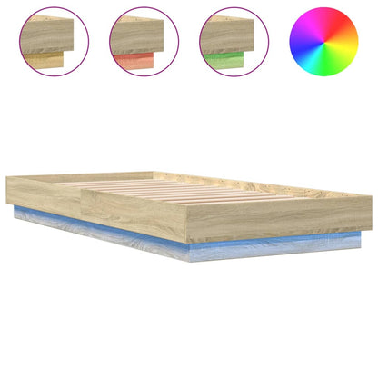 Bed Frame without Mattress with LED Lights Sonoma Oak 100x200 cm