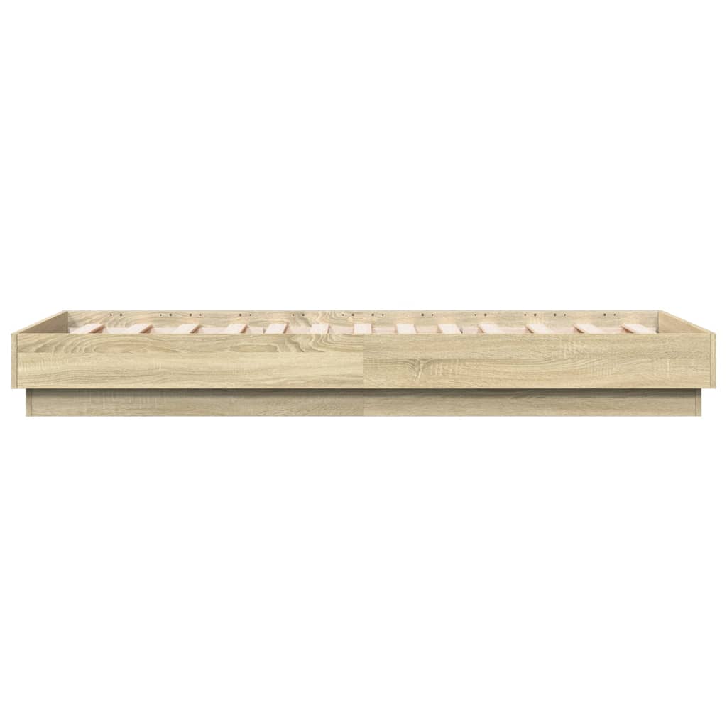 Bed Frame without Mattress with LED Lights Sonoma Oak 90x190 cm Single