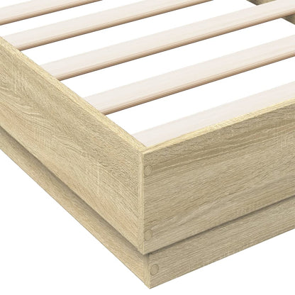 Bed Frame without Mattress with LED Lights Sonoma Oak 90x190 cm Single