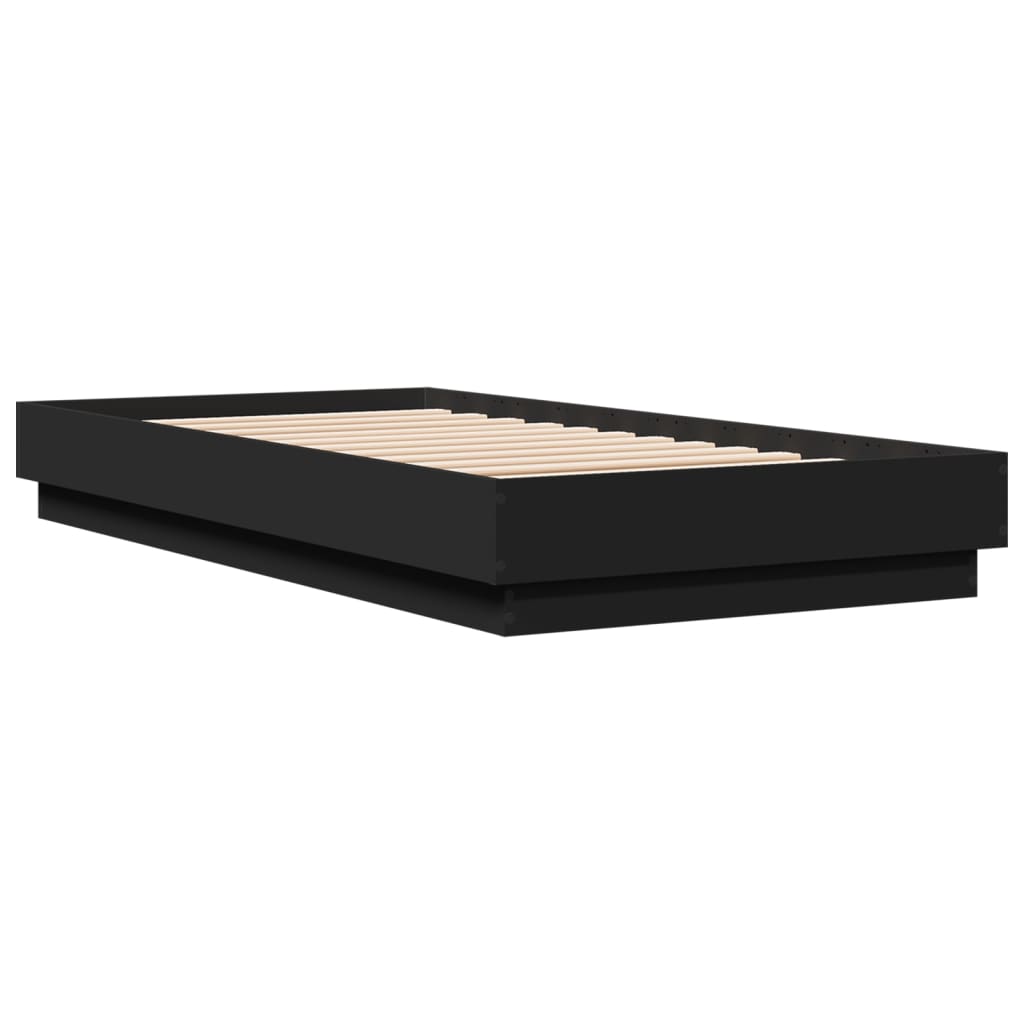 Bed Frame without Mattress with LED Lights Black 75x190 cm Small Single