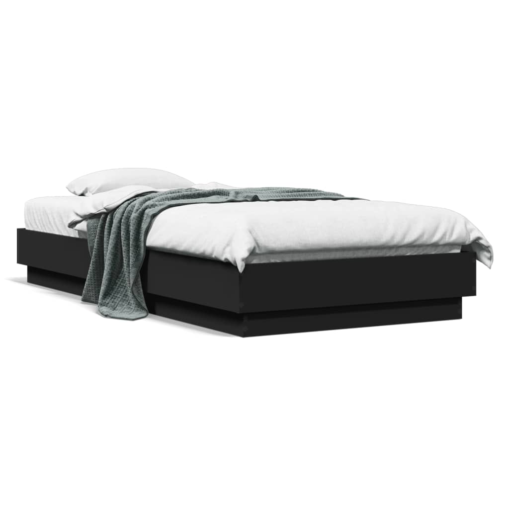 Bed Frame without Mattress with LED Lights Black 75x190 cm Small Single