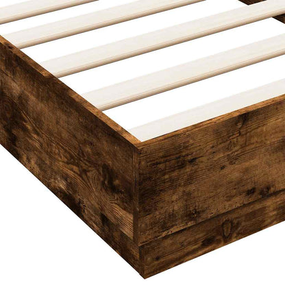 Bed Frame without Mattress with LED Lights Smoked Oak 75x190 cm