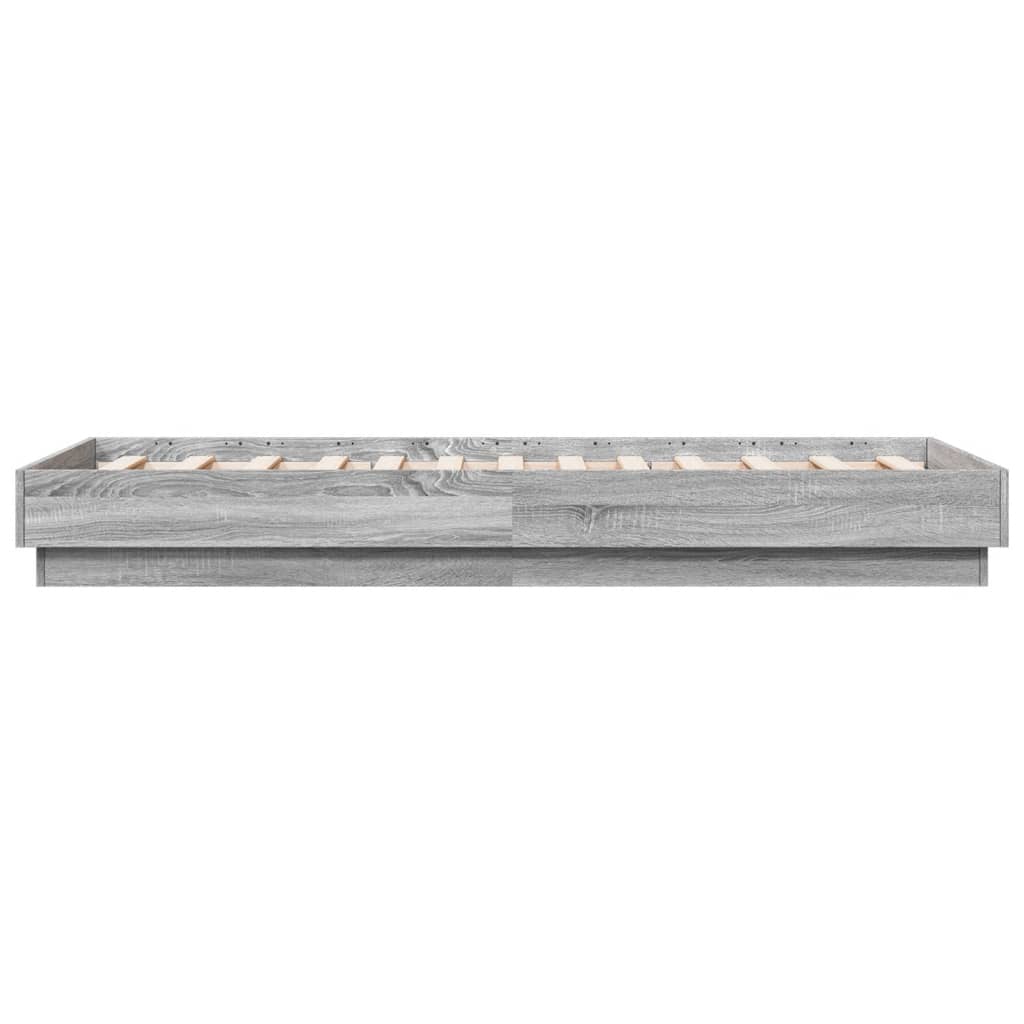 Bed Frame without Mattress with LED Lights Grey Sonoma 75x190 cm Small Single