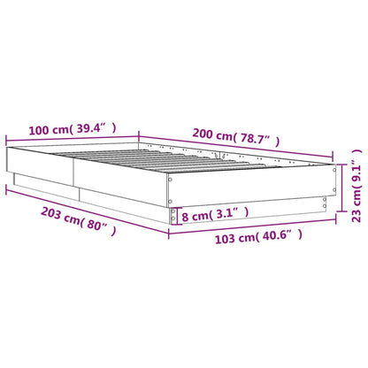 Bed Frame without Mattress Black 100x200 cm Engineered Wood