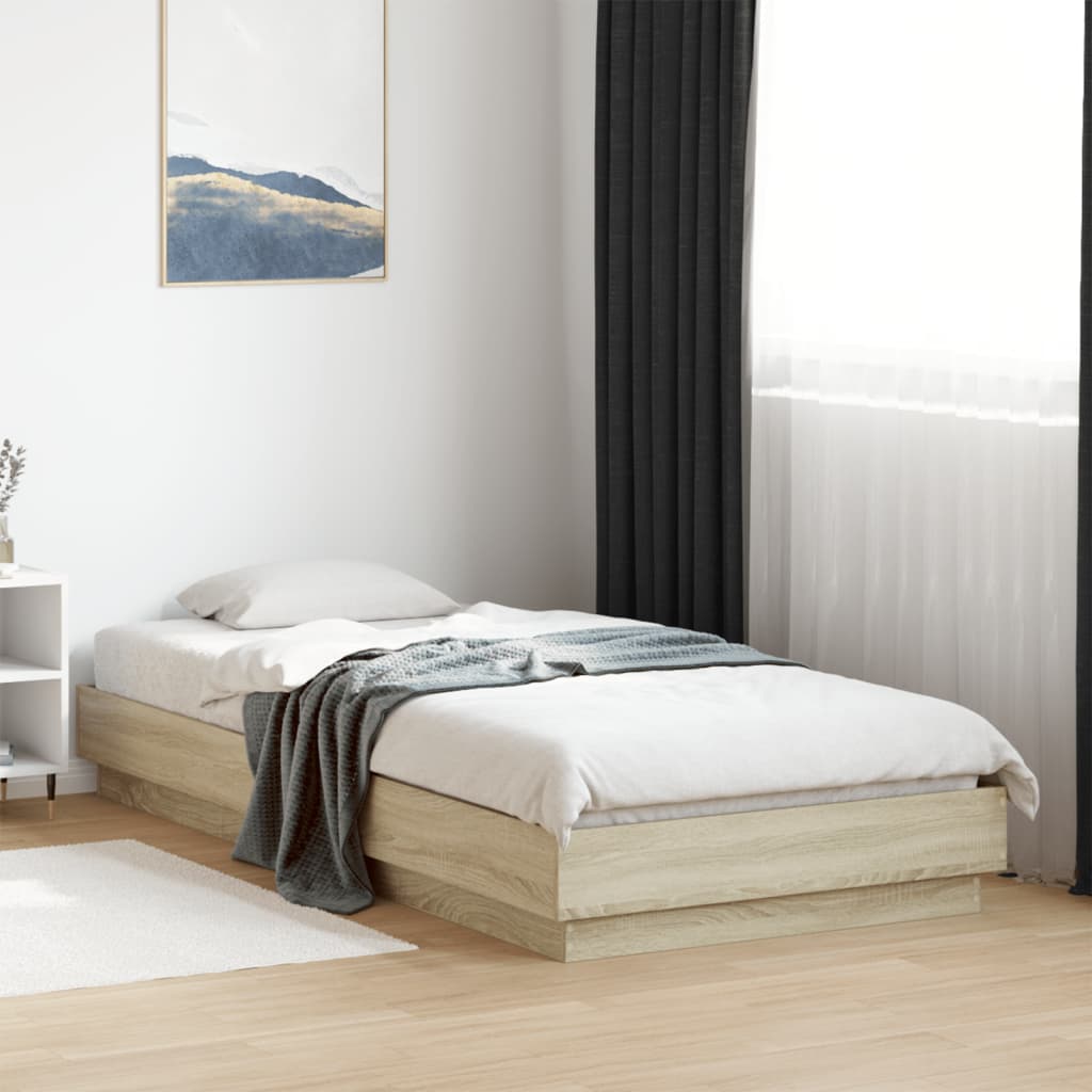 Bed Frame without Mattress Sonoma Oak 100x200 cm Engineered Wood