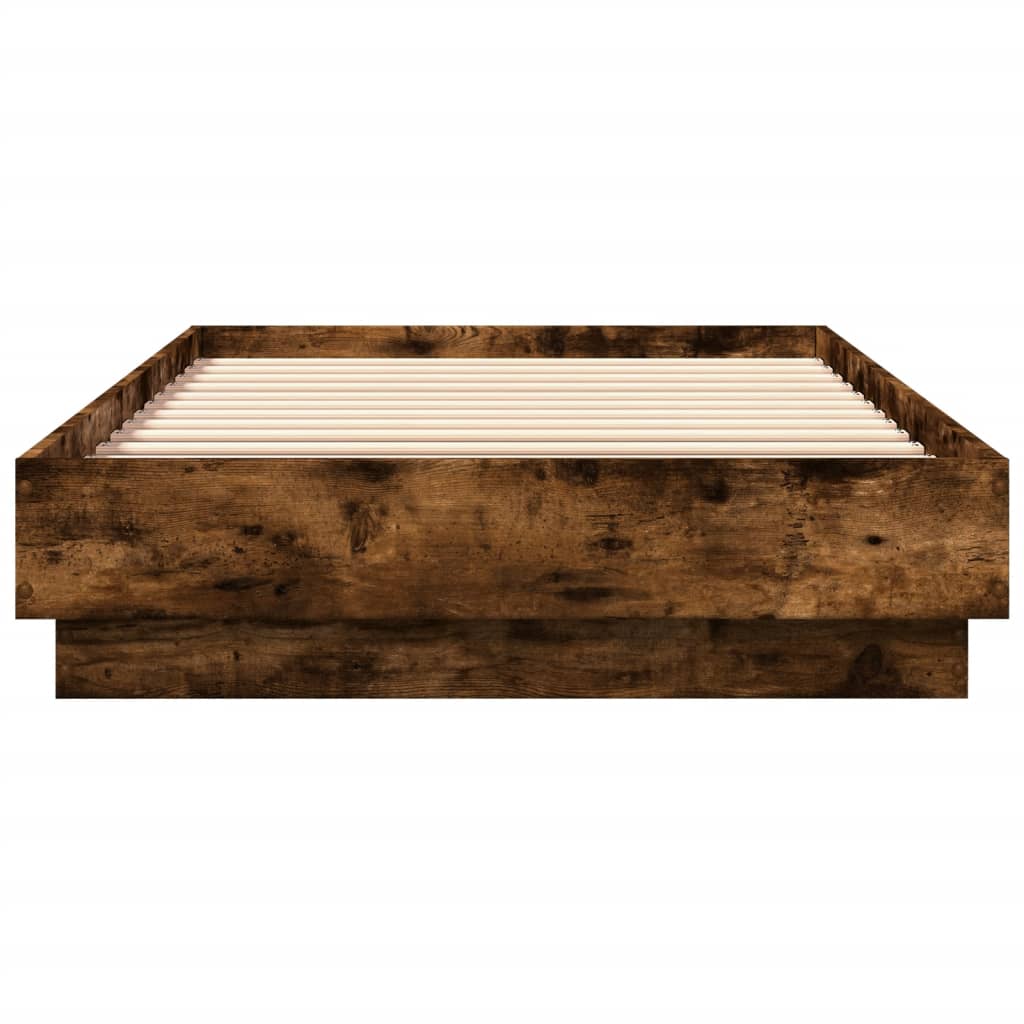 Bed Frame without Mattress Smoked Oak 100x200 cm Engineered Wood
