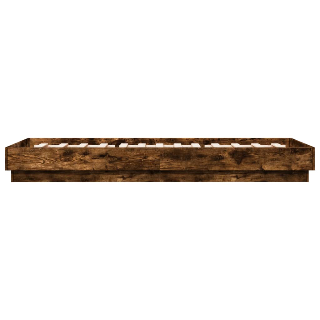 Bed Frame without Mattress Smoked Oak 100x200 cm Engineered Wood