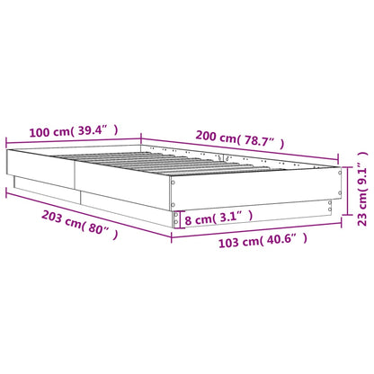 Bed Frame without Mattress Grey Sonoma 100x200 cm