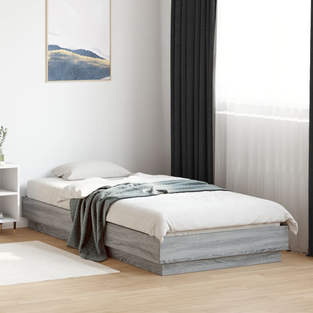 Bed Frame without Mattress Grey Sonoma 100x200 cm Engineered Wood