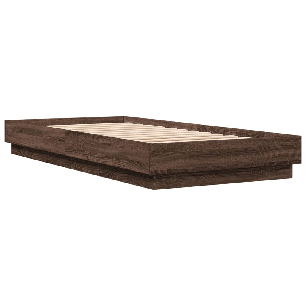 Bed Frame without Mattress Brown Oak 100x200 cm Engineered Wood