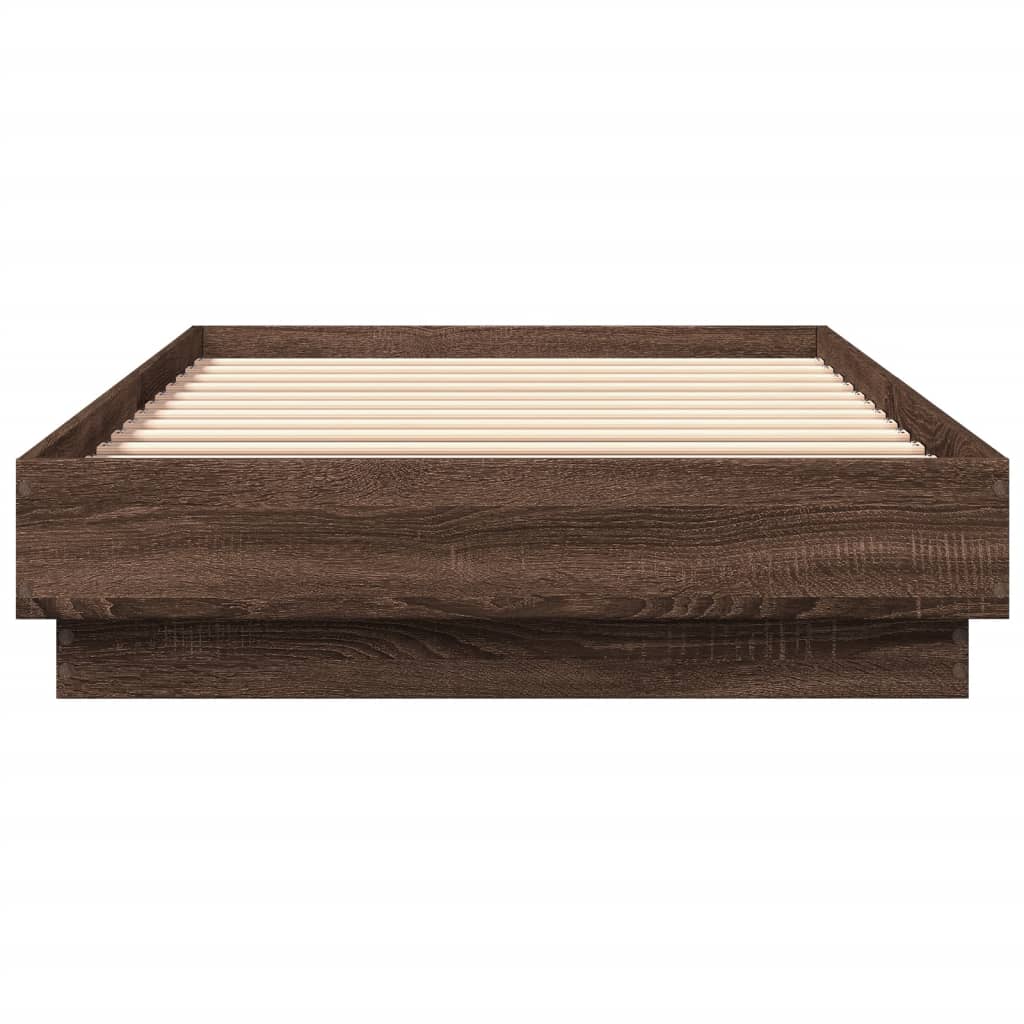 Bed Frame without Mattress Brown Oak 100x200 cm Engineered Wood