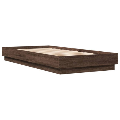 Bed Frame without Mattress Brown Oak 100x200 cm Engineered Wood
