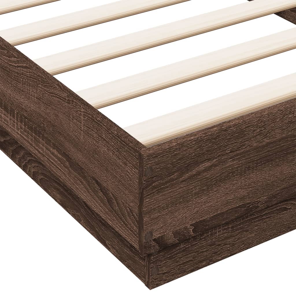 Bed Frame without Mattress Brown Oak 100x200 cm Engineered Wood