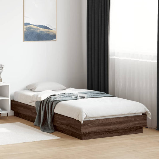 Bed Frame without Mattress Brown Oak 100x200 cm Engineered Wood