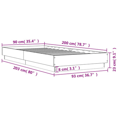 Bed Frame without Mattress White 90x200 cm Engineered Wood