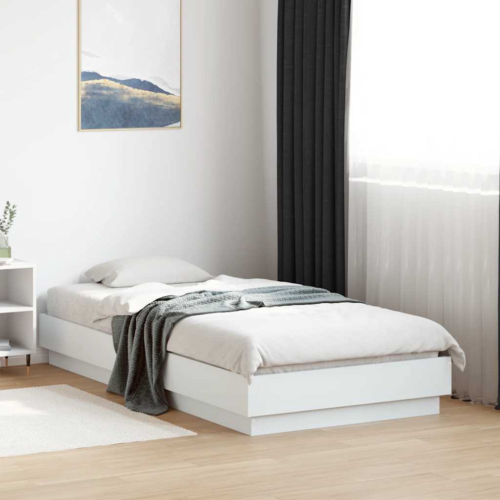 Bed Frame without Mattress White 90x190 cm Single Engineered Wood