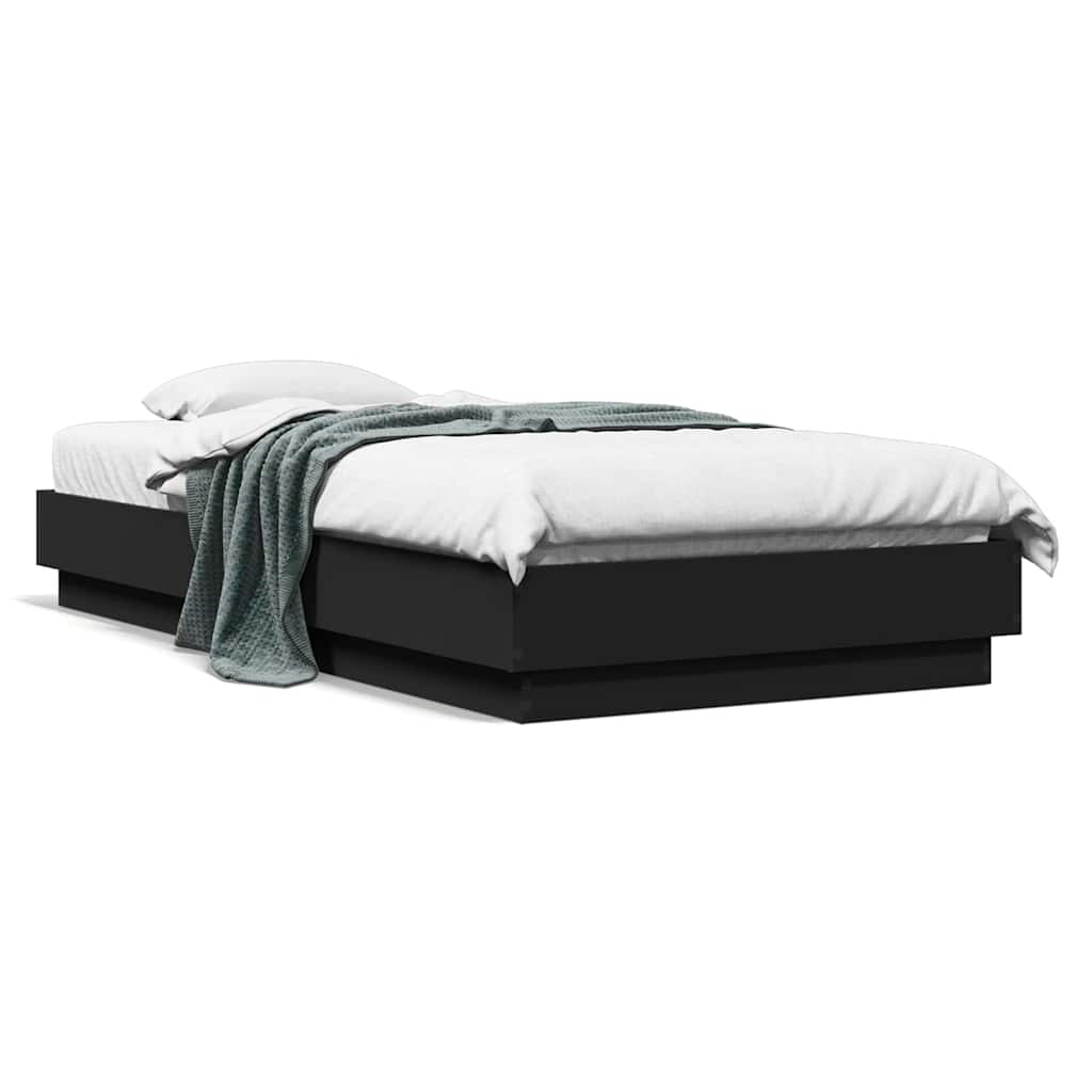 Bed Frame without Mattress Black 90x190 cm Single Engineered Wood
