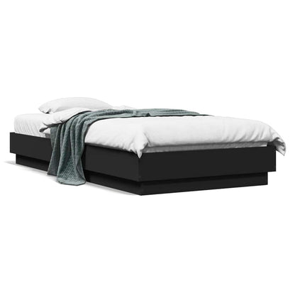 Bed Frame without Mattress Black 90x190 cm Single Engineered Wood