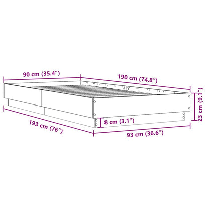 Bed Frame without Mattress Concrete Grey 90x190 cm Single