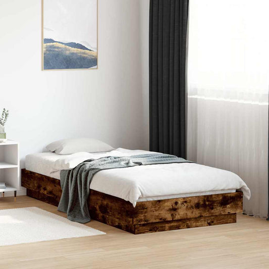 Bed Frame without Mattress Smoked Oak 90x190 cm Engineered Wood