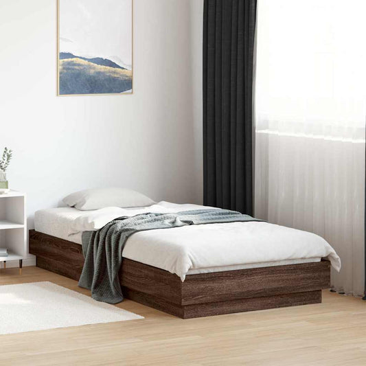 Bed Frame without Mattress Brown Oak 90x190 cm Engineered Wood