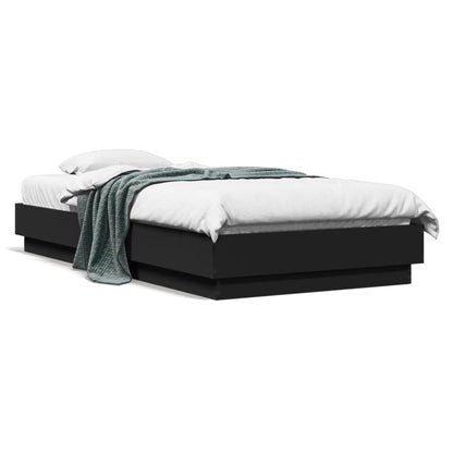 Bed Frame without Mattress Black 75x190 cm Small Single Engineered Wood