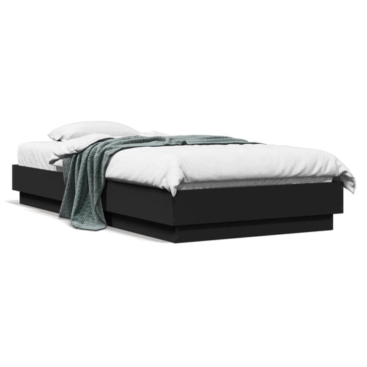 Bed Frame without Mattress Black 75x190 cm Engineered Wood