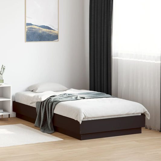 Bed Frame without Mattress Black 75x190 cm Engineered Wood