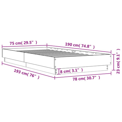 Bed Frame without Mattress Sonoma Oak 75x190 cm Engineered Wood